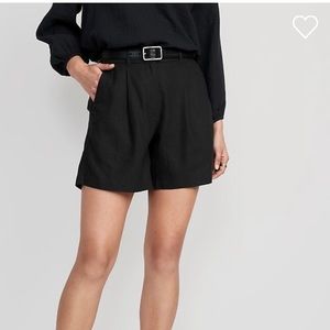 High Waisted Linen Trouser Shorts